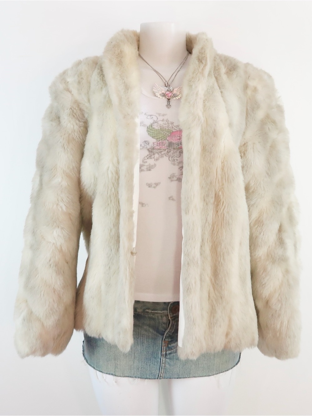 Women's Faux Fur Jacket in Light Beige
